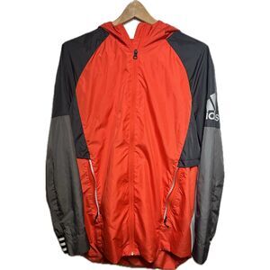 Red and Gray Adidas Windbreaker Medium
